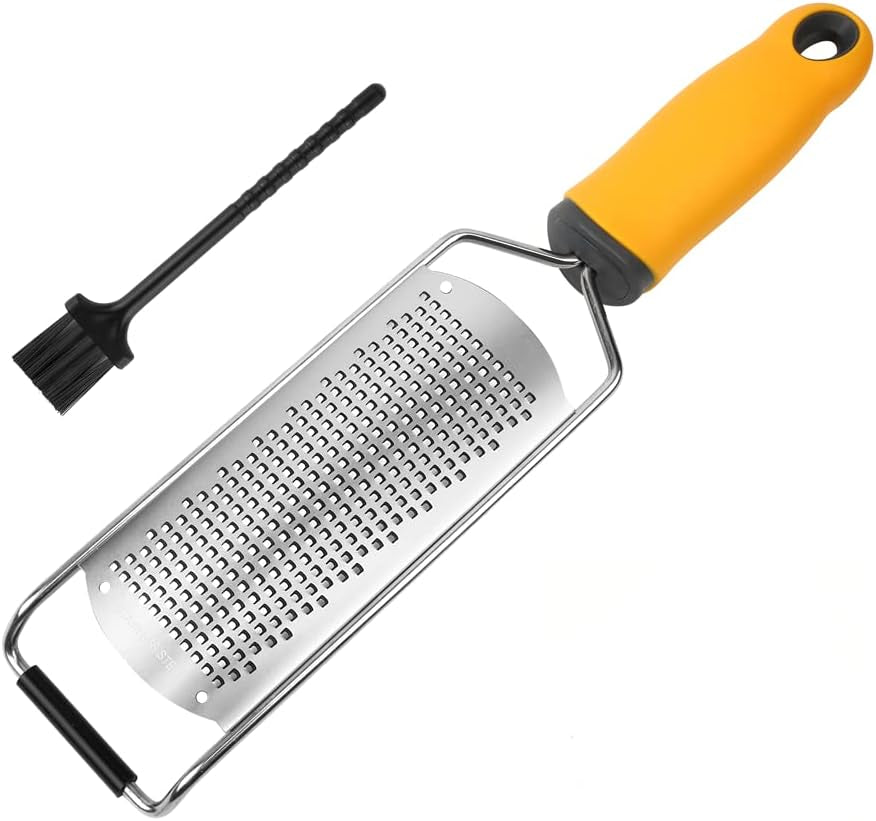 Pro Zester Grater, Lemon Parmesan Zester, Chocolate, with Razor-Sharp Stainless Steel Blade, Protective Cover and Cleaning Brush, Dishwasher Safe, by Nspring