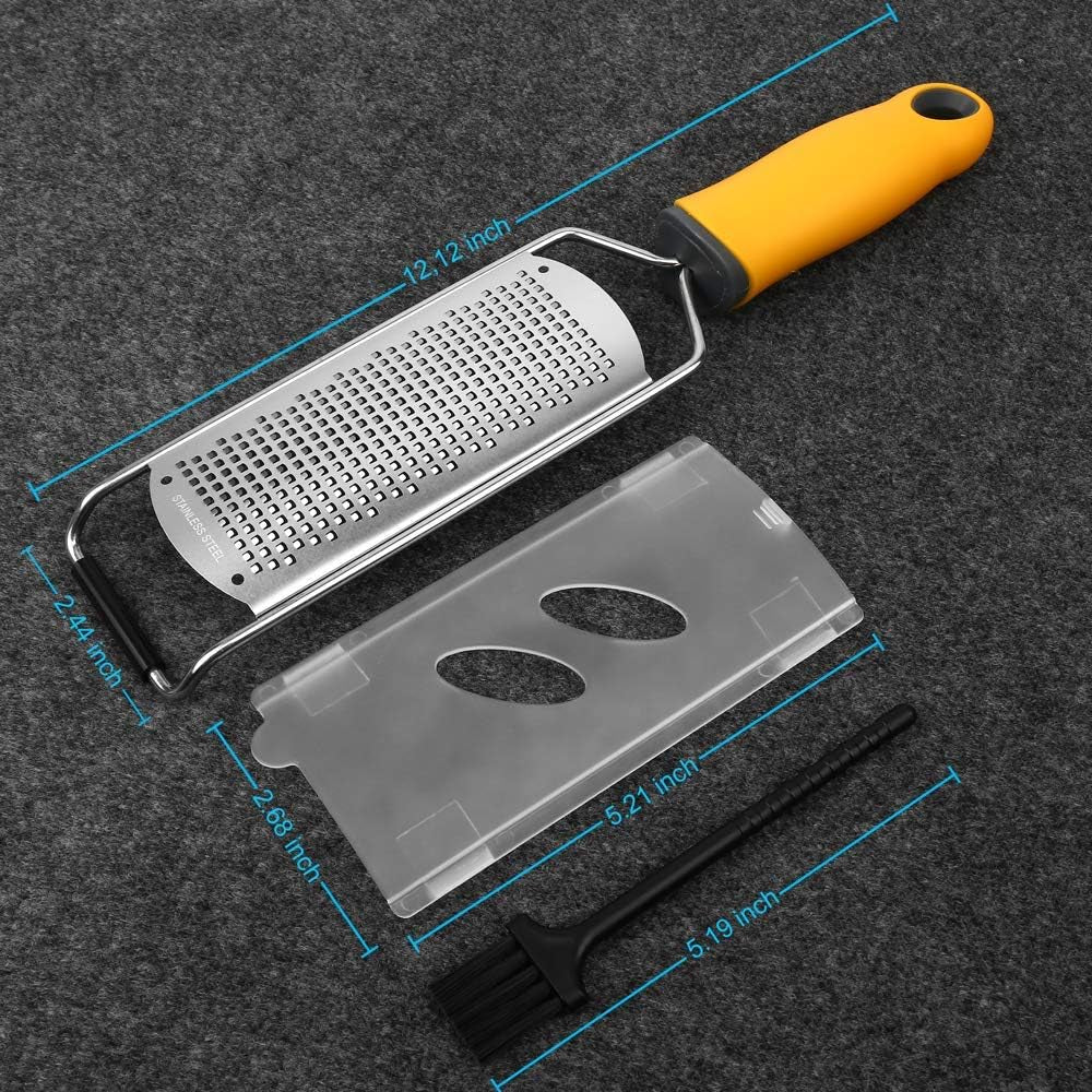 Pro Zester Grater, Lemon Parmesan Zester, Chocolate, with Razor-Sharp Stainless Steel Blade, Protective Cover and Cleaning Brush, Dishwasher Safe, by Nspring
