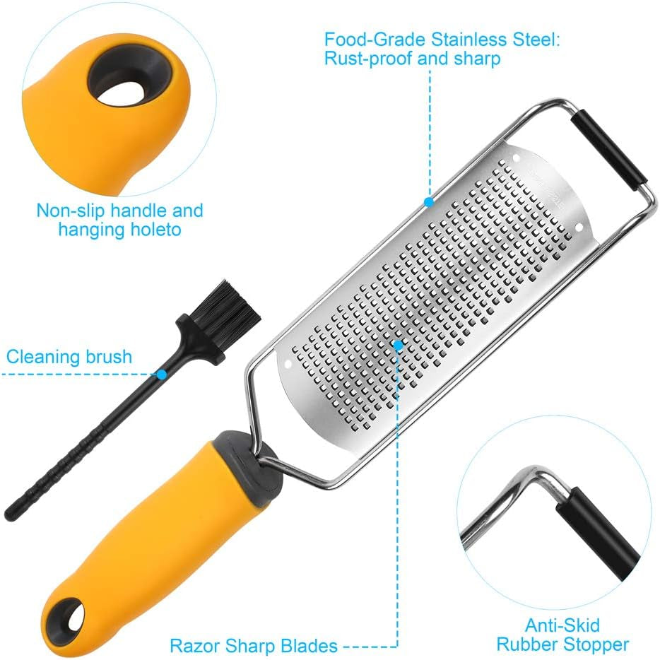 Pro Zester Grater, Lemon Parmesan Zester, Chocolate, with Razor-Sharp Stainless Steel Blade, Protective Cover and Cleaning Brush, Dishwasher Safe, by Nspring