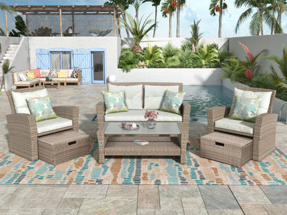 Set Of 4 Piece All Weather Wicker Patio Furniture