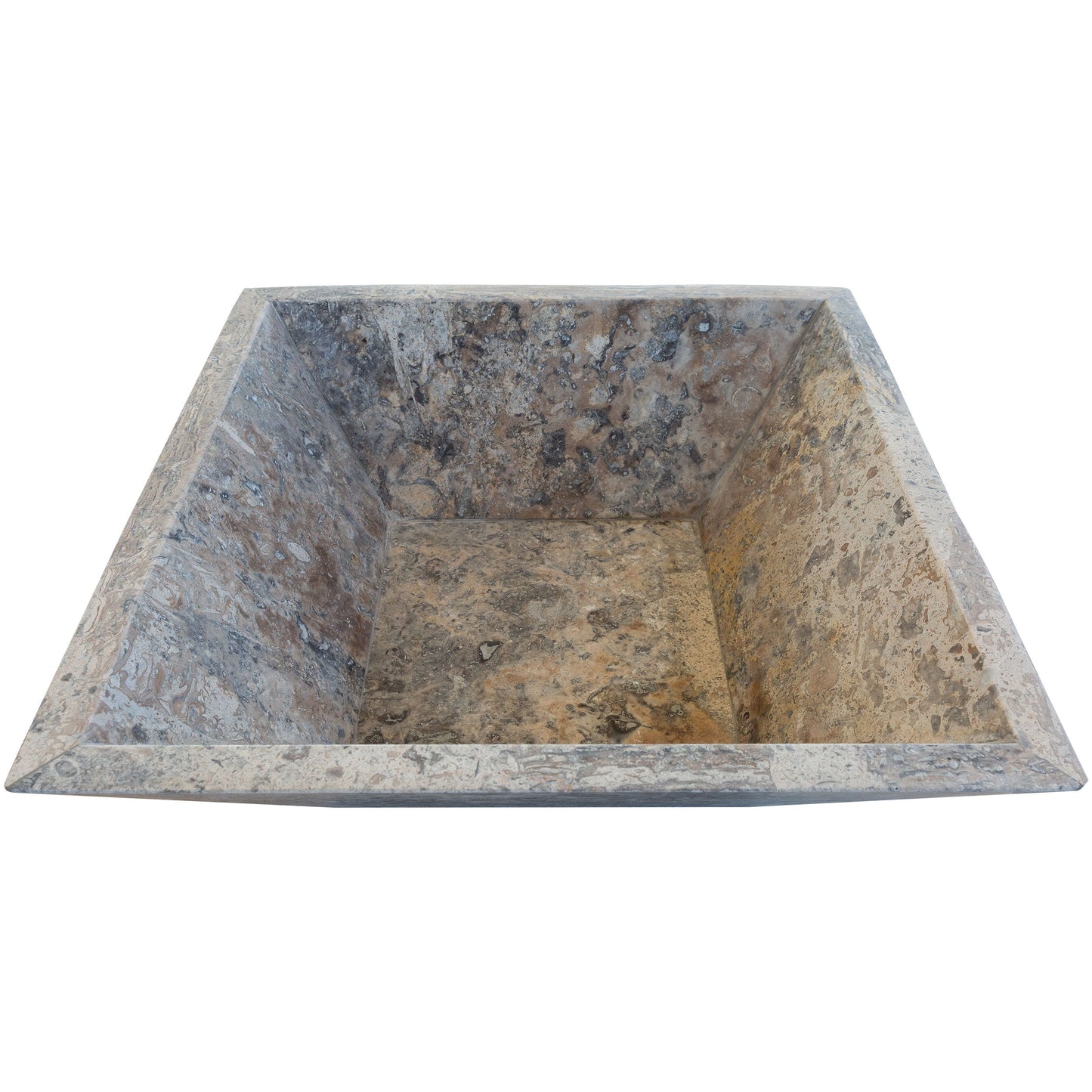 Silver Travertine Natural Stone Outdoor Fire Pit 24x24 Inches for Patio Backyard