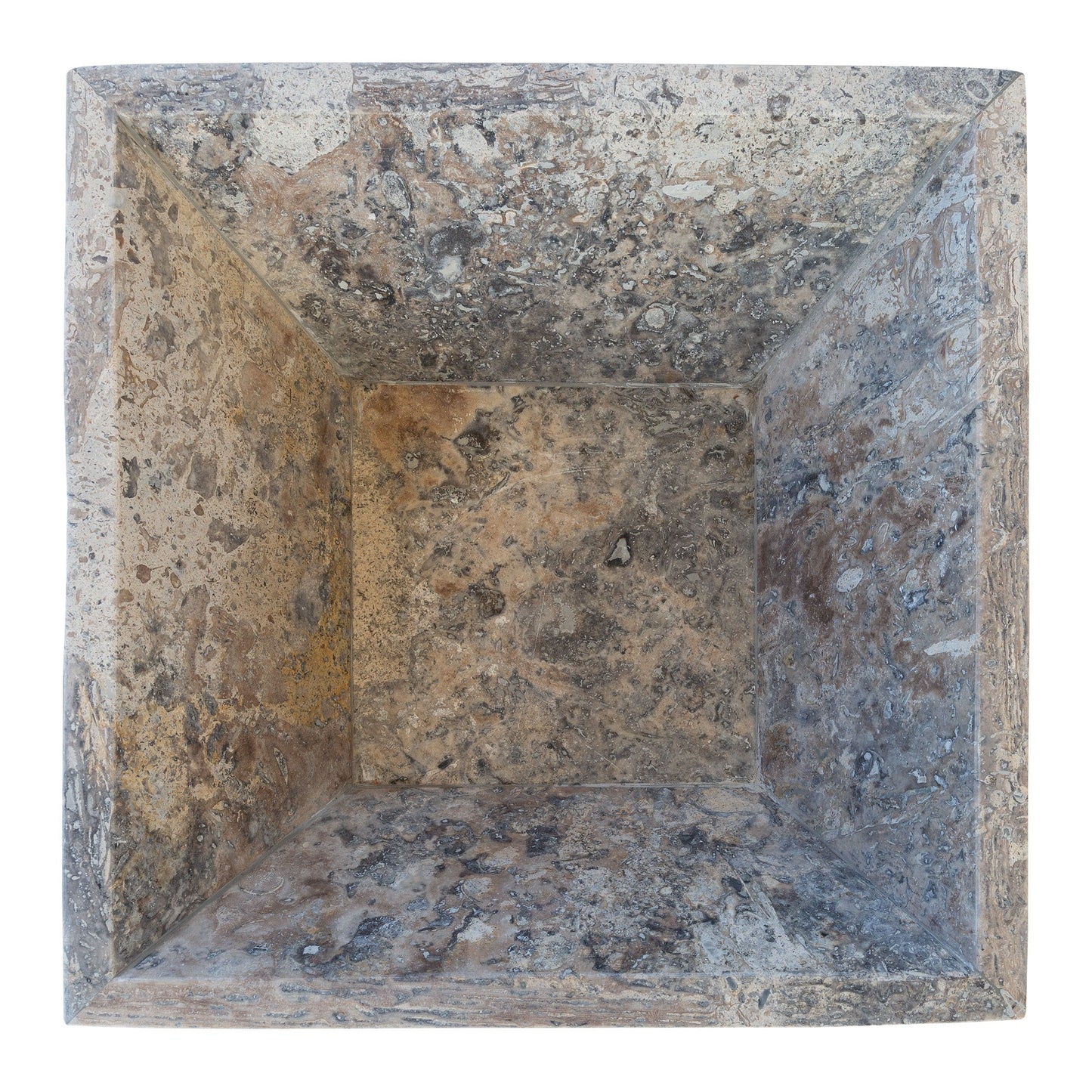 Silver Travertine Natural Stone Outdoor Fire Pit 24x24 Inches for Patio Backyard