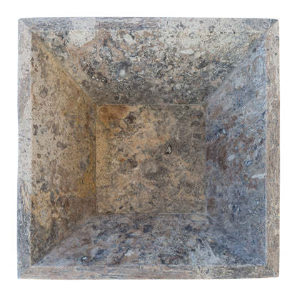 Silver Travertine Natural Stone Outdoor Fire Pit 24x24 Inches for Patio Backyard