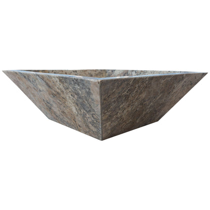Silver Travertine Natural Stone Outdoor Fire Pit 24x24 Inches for Patio Backyard